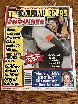 National Enquirer Tabloid 1994 OJ Simpson  Don Johnson Melanie Griffith Fabres • $12.35