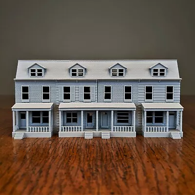 N-Scale Pennsylvania Row House 4 Unit Model Brick&Wood Ext. 1:160 Scale Building • $27.99