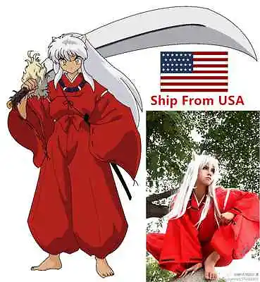 $29.99 • Buy INUYASHA Half Demon Red Kimono Suit Outfit Adult Costume For Cosplay & Halloween