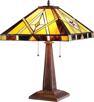 $108.69 • Buy CHLOE Lighting KIETH Tiffany Style 2 Light Mission Table Lamp 16 Shade