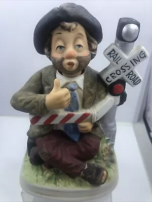 MELODY IN MOTION Railroad Cross Willie Figure Hobo Clown Music Box Doesn’t Work • $18