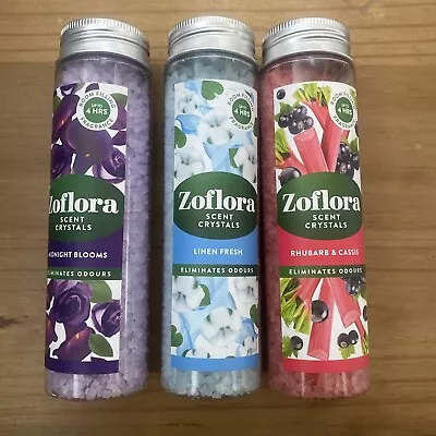 3x Zoflora Scent Crystals Midnight Bloom Rhubarb & Cassis Linen Fresh Scent • £9.98