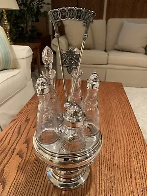 Vintage Middletown Plate Co. Quadruple Silver Plate 5 Piece Cruet Set • $89