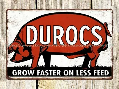 1950'S DUROCS Hogs Pig Farm Feed Grow Faster Less Feed Metal Tin Sign • $18.98