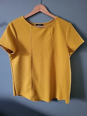 Papaya Size 12 Mustard Yellow Short Sleeve Blouse Top (1023/54) • £4
