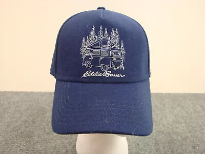 Eddie Bauer Wool Baseball Cap Blue Van Life RV Camping Logo Outdoors • $20