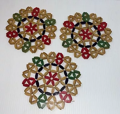 Vintage Beaded Wooden Trivet Hot Pads Wall Hanging • $16.97