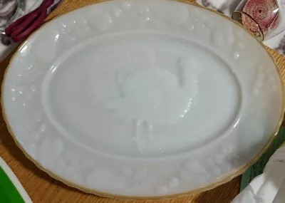 Vtg 50's Fire King White Milk Glass Oval Platter 12×15.5 . • $36.22