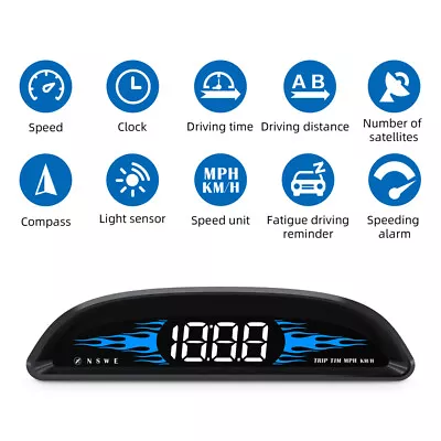 Universal HUD GPS Head Up Display Speedometer Odometer Car Digital Speed Alarm • $16.99