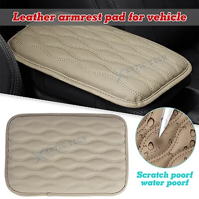 Universal Car Center Console Armrest Pad Cover Seat Box Leather Pattern Beige • $10.99