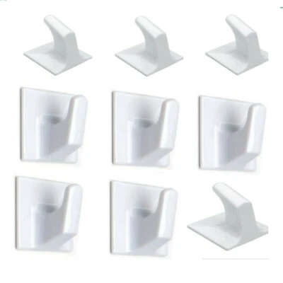 £3.39 • Buy Self Adhesive Hooks White Plastic Strong Sticky Stick On Wall Door Hang - 12X UK