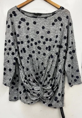 £14 • Buy BNWT ROMAN Grey Polyester Blend Polka Dot Knot Front T-shirt Top UK 20  - CG C28