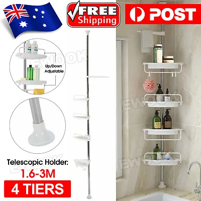 4 Tier Telescopic Shower Corner Shelf Caddy Hold Bathroom Organiser Storage Rack • $23.85