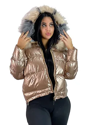 £149.99 • Buy Puffer Jacket Bubble Shiny Ladies Wet Look PVC PU Faux Hooded Reversible Coat 