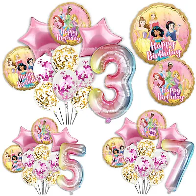 Beautiful Disney Princess Birthday Balloons Age Number Party Helium Decorations • £12.99