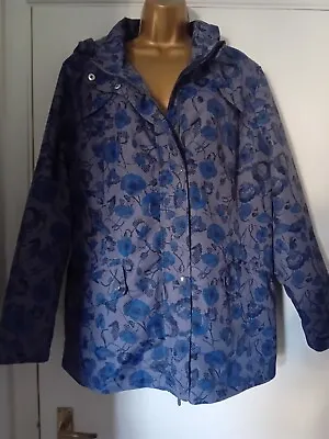 Maine Grey Blue Flower  Shower Resistant Jacket Size 18 • £17.95