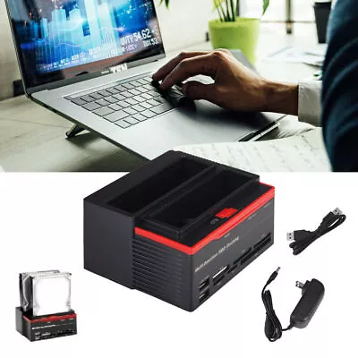 3-Bay SATA IDE HDD Docking Station 2.5/3.5 Hard Drive Multi Card Reader US • $33.65