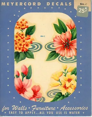 Vintage Meyercord Decals Tropical Flowers #884-C 4/sheet 1940s • $13.99