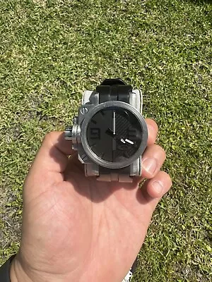 Oakley Titanium Gearbox Watch Swiss Made W/ Black & Carbon Fiber Split Dial  • $700