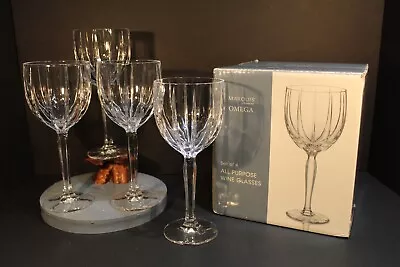 Waterford Marquis Omega All Purpose Crystal Wine Glasses Set Of 4 With Box Vtg • $85
