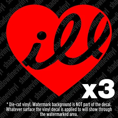 (x3) Ill Heart Vinyl Decal Sticker Illest Fatlace JDM Euro Drift Fresh Dope VW • $6.49