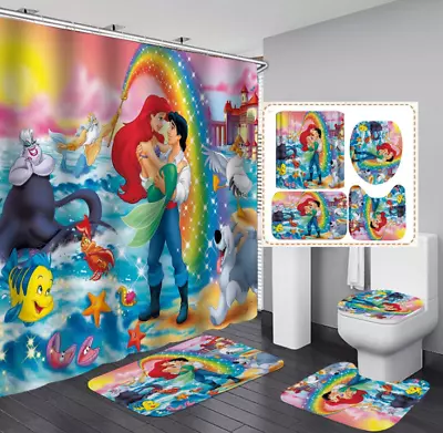 Little Mermaid Funny Cartoon Movies Bathroom Sets Shower Curtain Sets. • $34.99