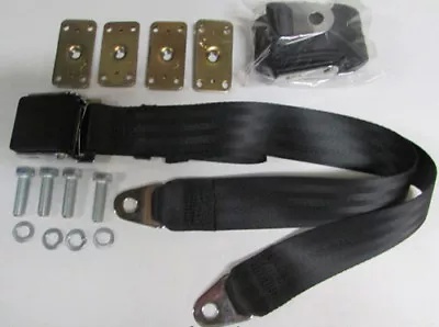 Vintage Wrinkle Lid Black Seat Belts (2) With Retrofit Mtg Kit: 74   Fits Mopar  • $82.50