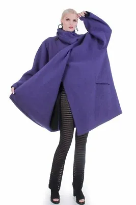 VTG 80's Maralyce Ferree Women's Oversized Fleece Wrap Coat Pockets In BLACK M  • $89.99