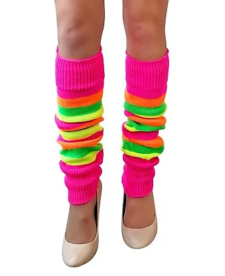 80s Disco Party Themed Striped Leg Warmers Multicoloured Pink Play Doll Cosplay • £3.99