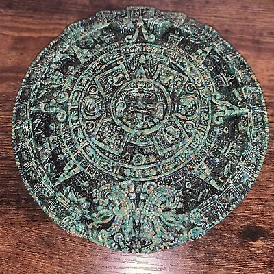 Aztec - Mayan  Cuauhxicalli  Sun Calendar  Crush Malachite Stone  Art 7  VTG • $40
