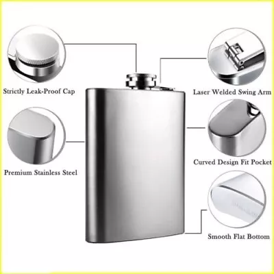 £3.79 • Buy Hip Flask 6oZ Stainless Steel Whisky Alcohol Drink Pocket Gift Wine BottleVodka