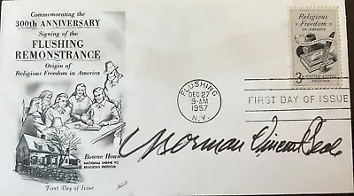 Norman Vincent Peale Signed Fdc Honoring Freedom Of Religion • $30