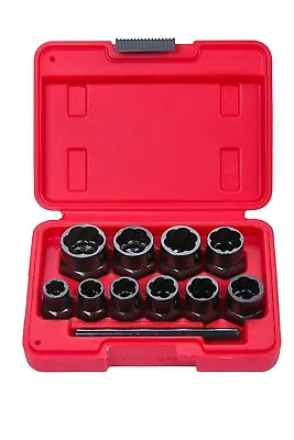 10pc Grip & Twist Sockets Locking Wheel Nut Remover Damaged Rounded Bolts • £19.71