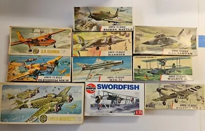 Lot Of 10 1:72nd Scale Unassembled Vintage Airfix Model Airplane Kits • $40.99