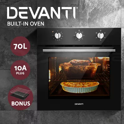 Devanti Electric Built In Wall Oven 60cm Convection Grill Ovens Stainless Steel • $349.95