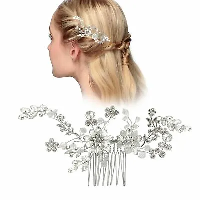 £10.01 • Buy Bridal Wedding Prom Crystal Jewel Diamante Hair Piece Clip Slide Fascinator UK