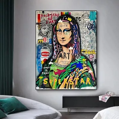 Mona Lisa Canvas Painting Poster Prints Character Modern Graffiti Street Pop Art • $19.99