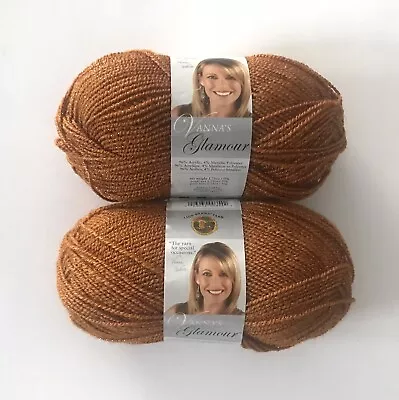 2 Skeins VANNA’S GLAMOUR Yarn “Bronze” Acrylic / Metallic Blend￼ 1.75 Oz / 50 G • $12.99