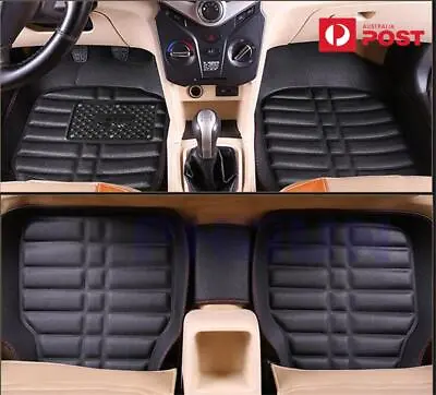 5xBlack PU Leather Car Floor Mats Cover Carpets Front & Rear Liner Waterproof AU • $39.28