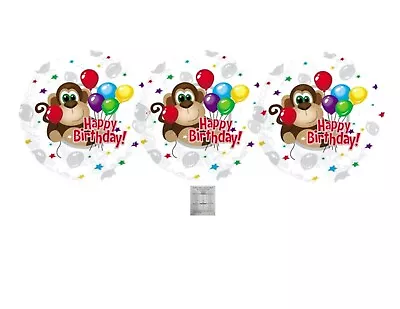 Set Of 3 Happy Birthday Monkey 18'' Balloons Party Decorations Jungle Animals • $8.99