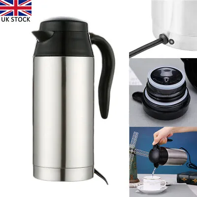 Stainless Steel Electric Kettle Travel Van Portable Car Water Heating 12V 750ml • £16.31