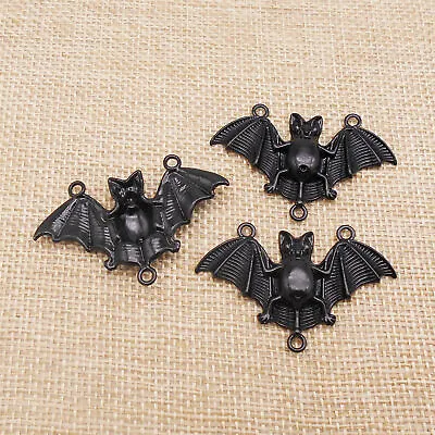 6-pack Black Alloy Halloween Bat Charm Necklace Pendant Earring Crafts 31x38 Mm • £4.31