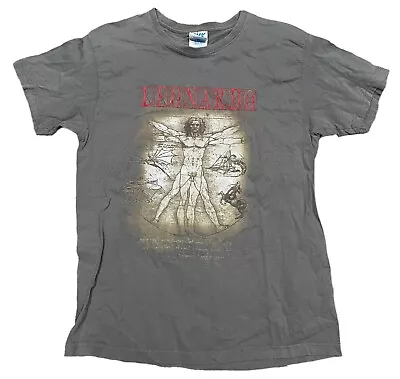 Vintage Leonardo Da Vinci Vitruvian Man Cotton Logo Art Tee Shirt Sz Small Rare • $20.24