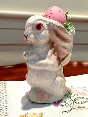 1930s ANTIQUE Paper Mache Composition RABBIT BUNNY~6 Inches~Candy Holder~EASTER • $44