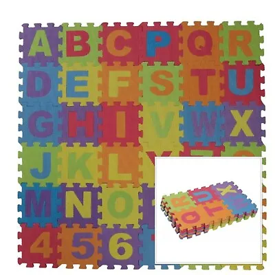 36pcs Alphabet Multi-coloured Soft Eva Foam Jigsaw Play Mat Letters And Numbers • £9.95