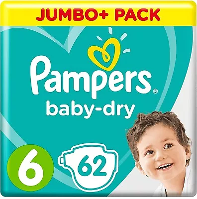 Pampers Baby-Dry Size 6 62 Nappies 13-18 Kg • £17.66