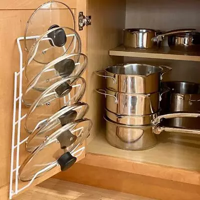 Lid Pot Pan Top Sturdy Metal Rack Organizer Holder Kitchen Cabinet Wall Display • $16.49
