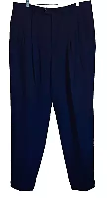 Zanella For Nordstrom Men's Pants Wool Pleated Cuffed Dress Slacks Navy 36x31 • $29.99