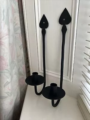 Wrought Iron Pair Of Wall Mounted Candle Holders • £20