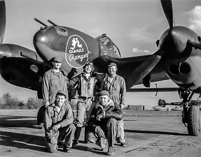 WW2 WWII Photo USAAF P-38 Lightning Texas Ranger Pilot Crew  World War Two  5856 • $6.49